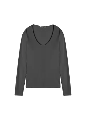 Fitted jersey top met ronde hals