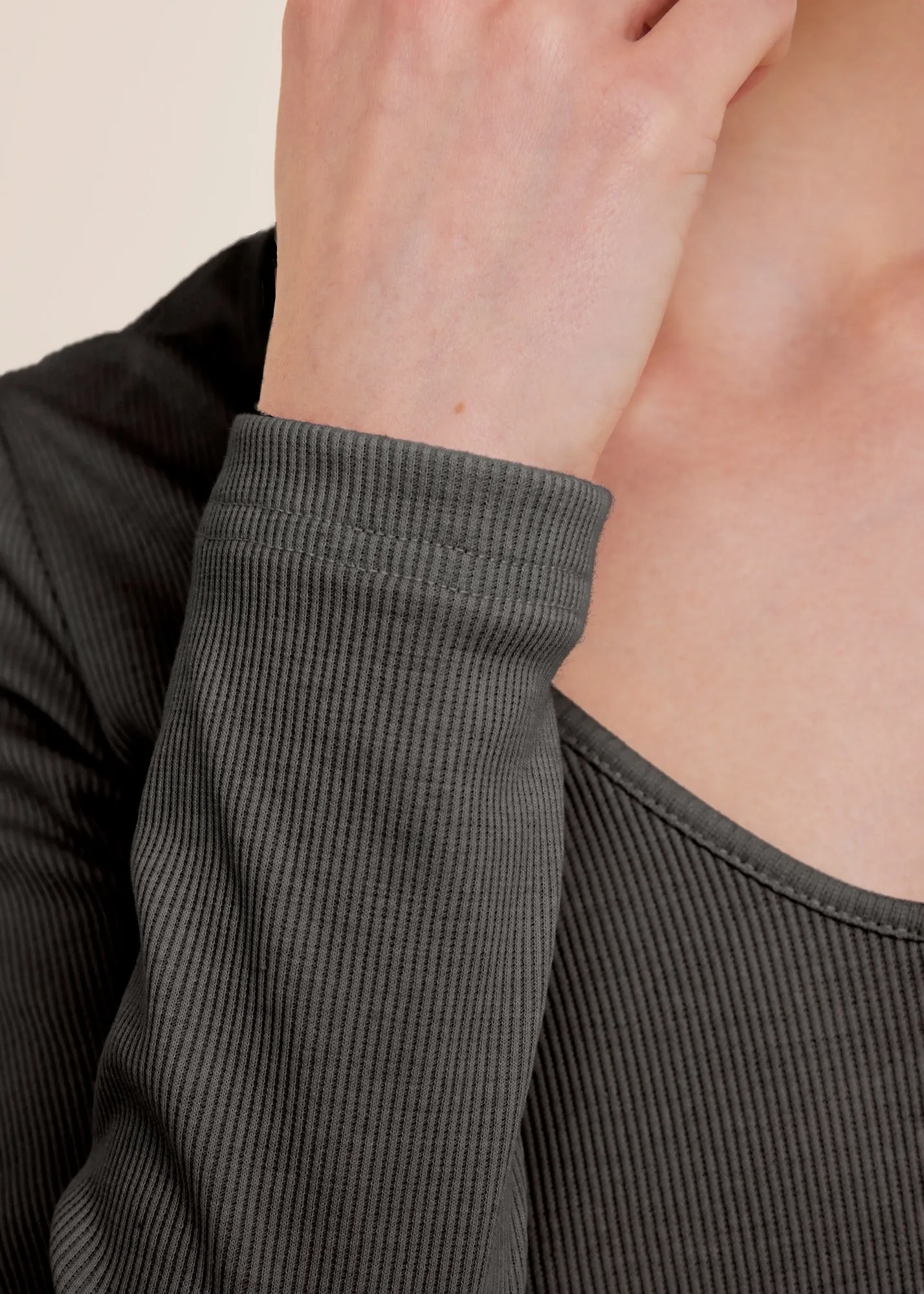 Fitted jersey top met ronde hals
