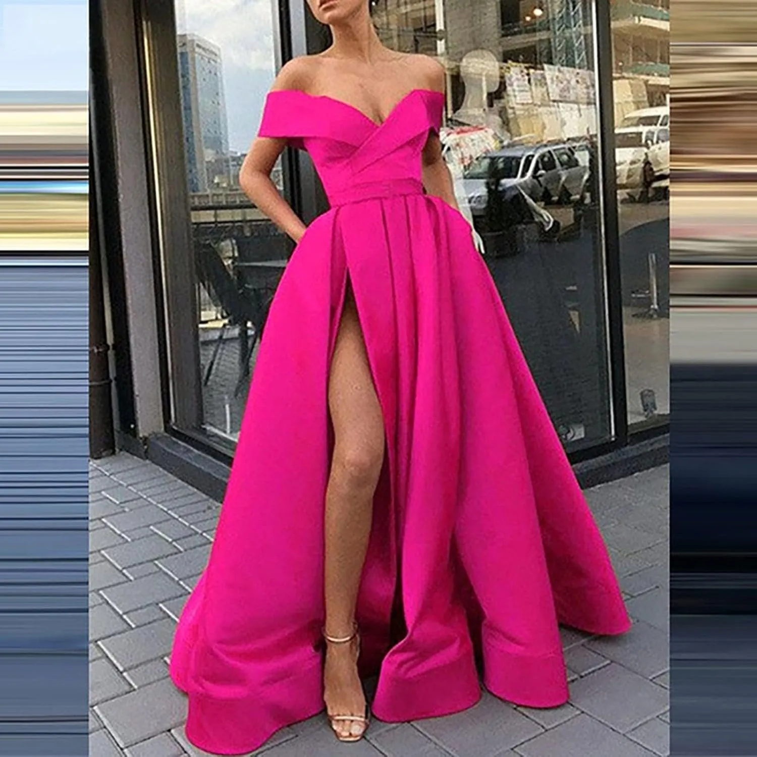 Floor Length Chiffon Ladies Cocktail Dress French Retro Summer Wedding Formal Gown with V Neck