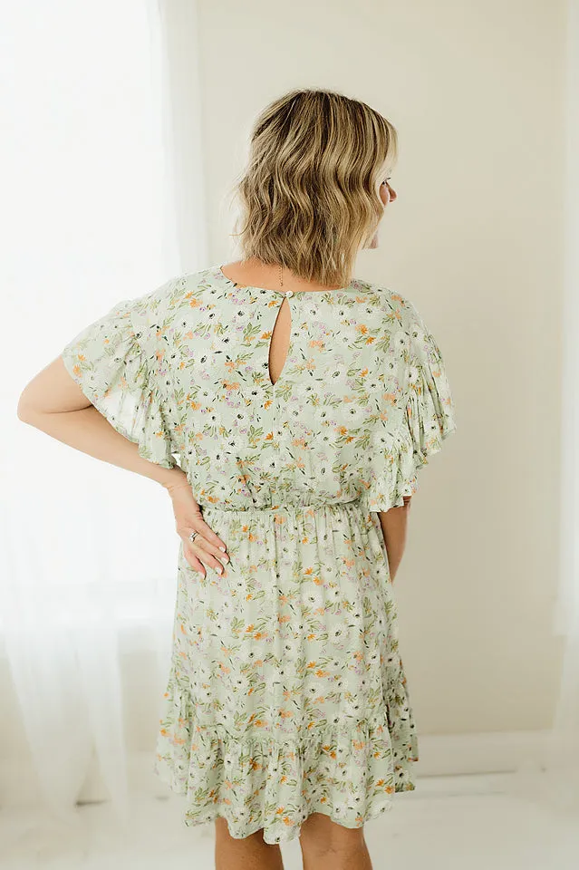 Floral Ruffle Sleeve Dress