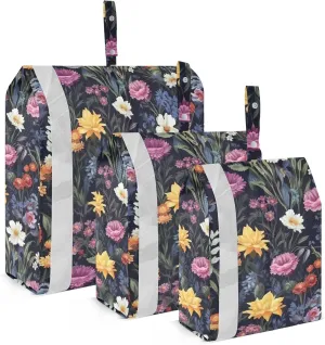 Flowers Yellow Pink Packing Cubes for Travel 3 Set Travel Organizer Suitcase Organizer for Luggage