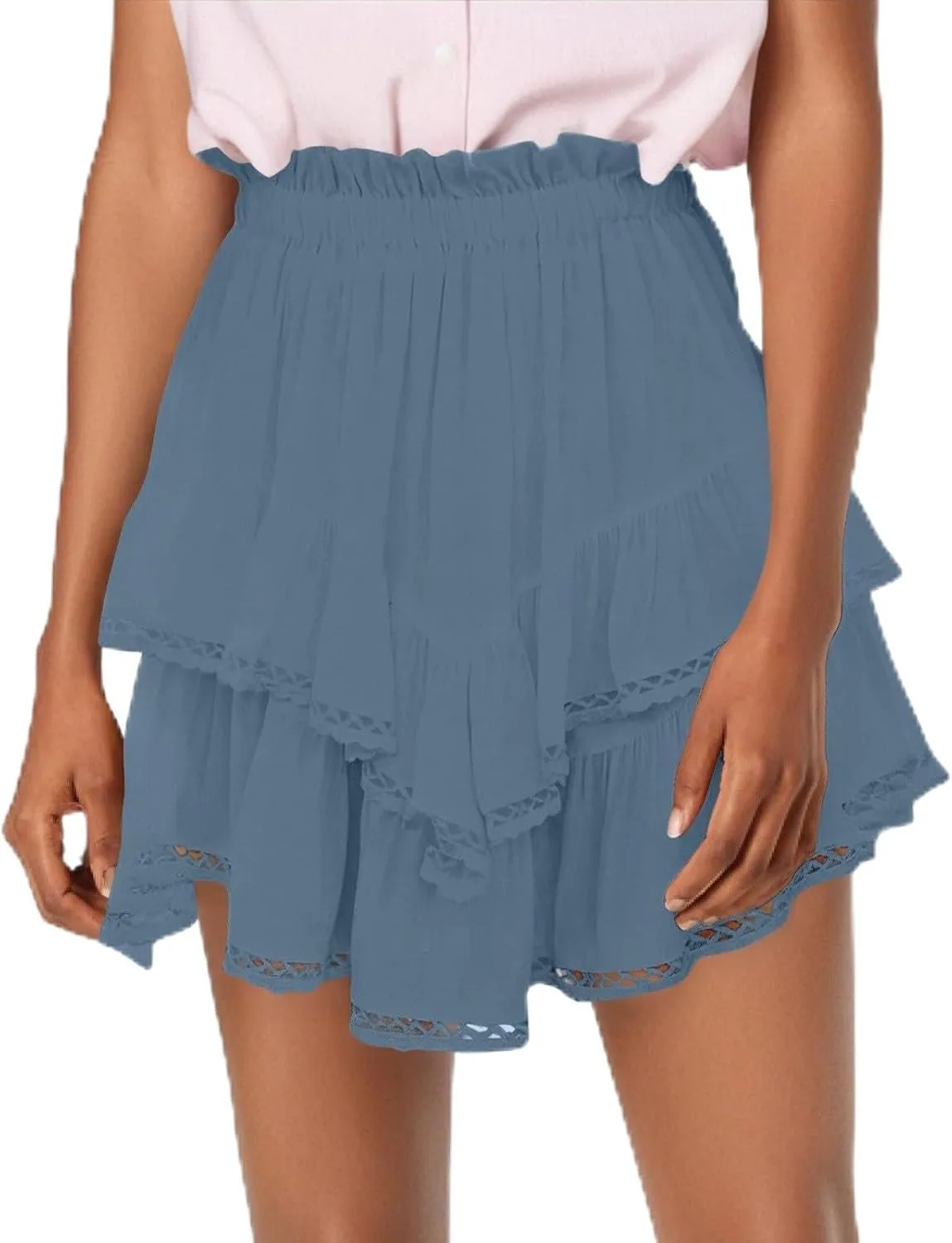 Flowy Shorts for Women Ruffle Skorts Mini Skirts High Waisted Teen Gilrs Tennis Skort Summer Chiffon Boho Skirts