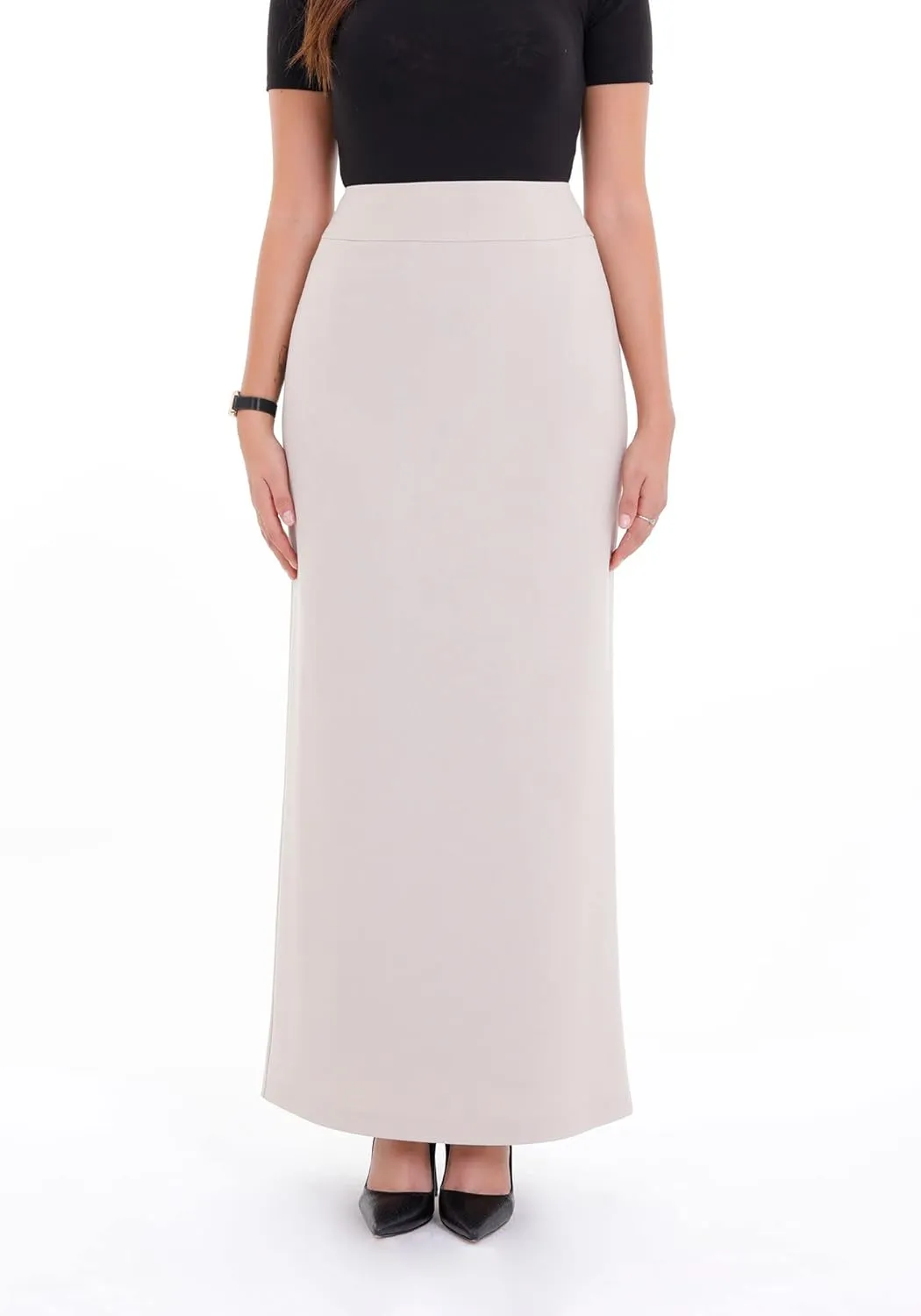 G-Line Women's Elegant Maxi Pencil Skirts, Plus Size, High Waist, Slitted, Ankle Length, Stretchy Long Dress Skirts for Women