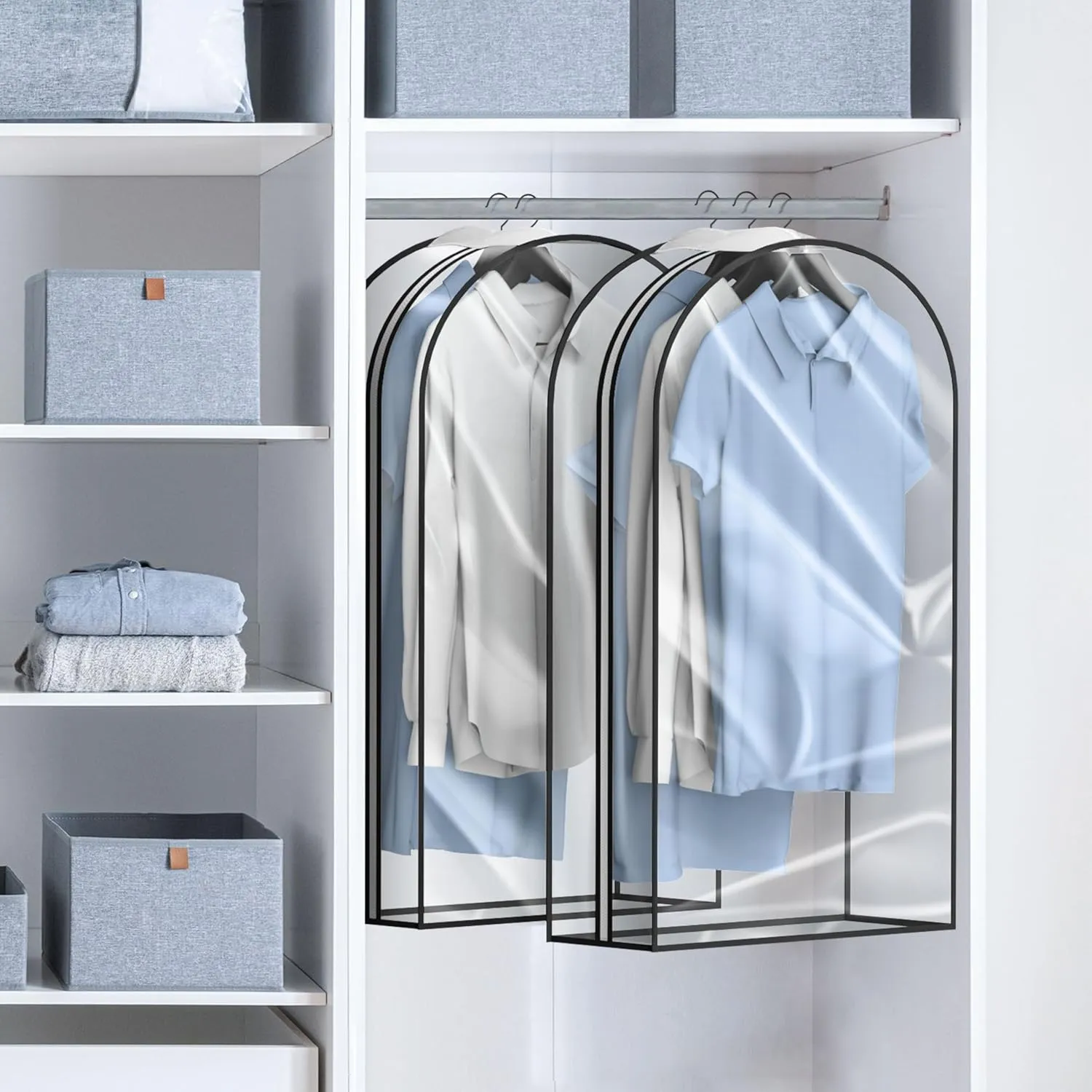 Garment Bags for Travel and Closet Storage with Zipper, 40 inches Clear Suit Bag for Suits, Coats, Jackets, Shirts