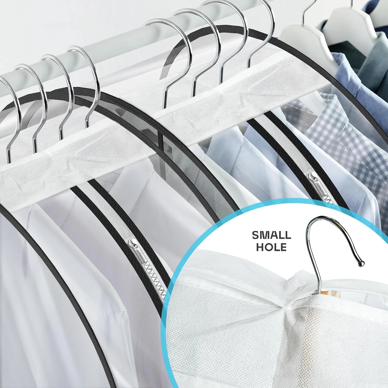 Garment Bags for Travel and Closet Storage with Zipper, 40 inches Clear Suit Bag for Suits, Coats, Jackets, Shirts