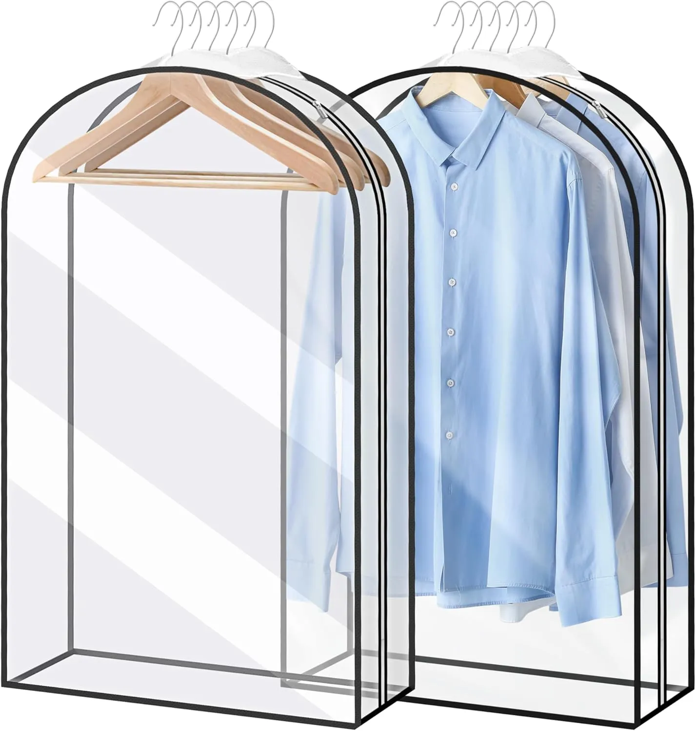 Garment Bags for Travel and Closet Storage with Zipper, 40 inches Clear Suit Bag for Suits, Coats, Jackets, Shirts