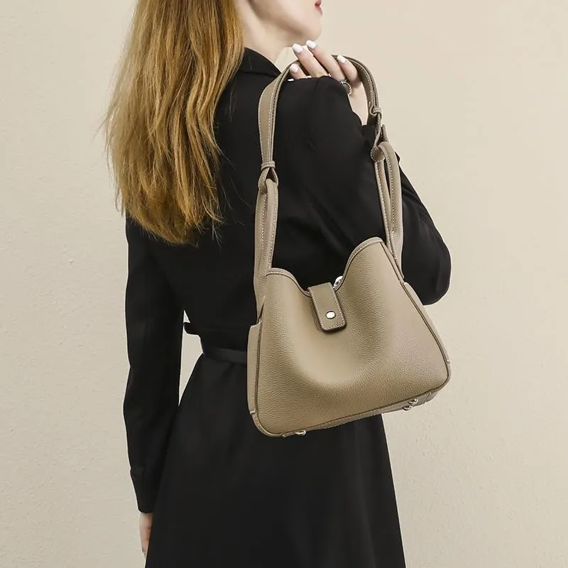 Genuine Leather Shoulder Crossbody Bag Handbag for Women Hobo Personalized Basket Bucket Bag Versatile Large Capacity Chic