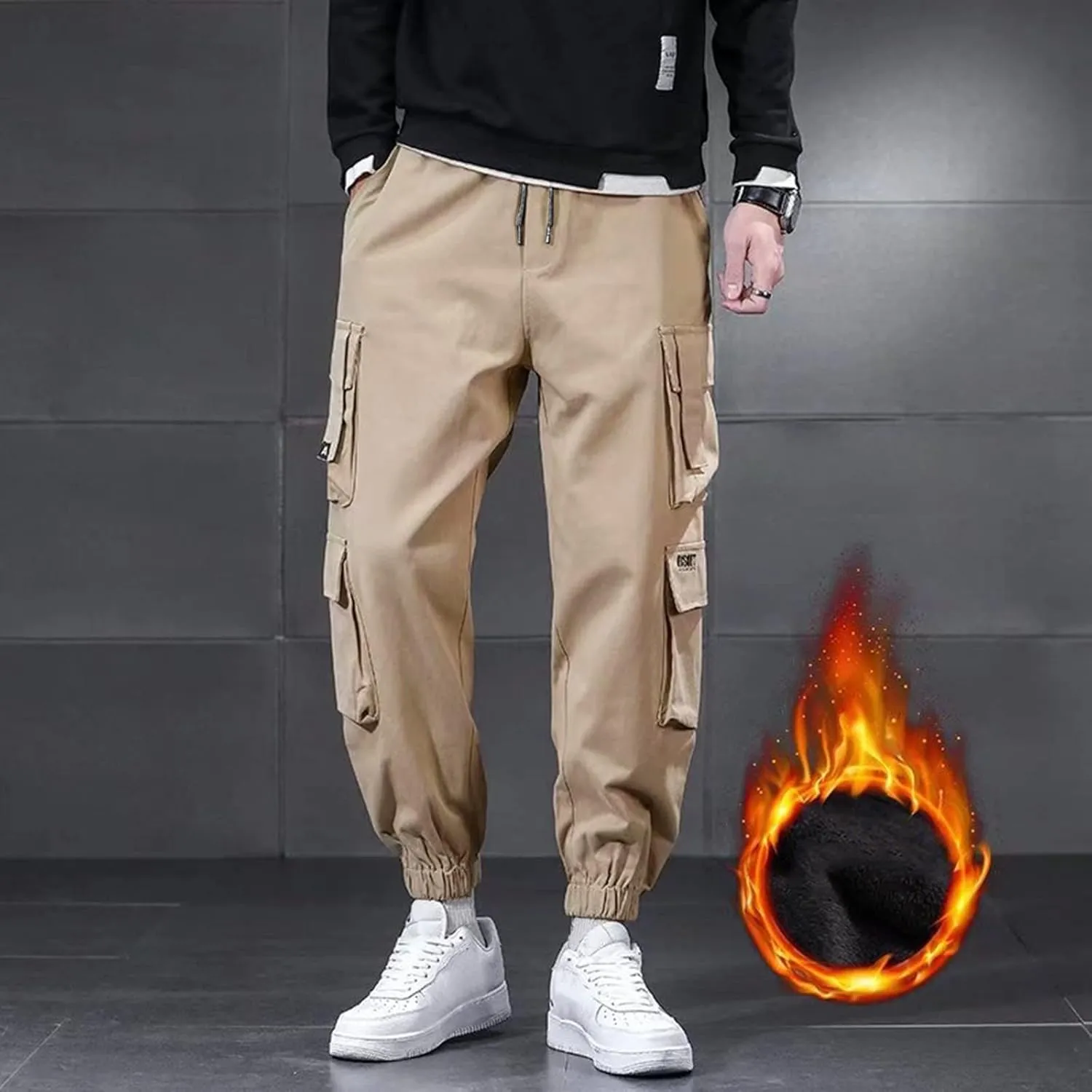 GIERIDUC Mens Hiking Cargo Pants Casual Workout Joggers Lightweight Gym Sweatpants Elastic Waist Athletic Pants with Pockets
