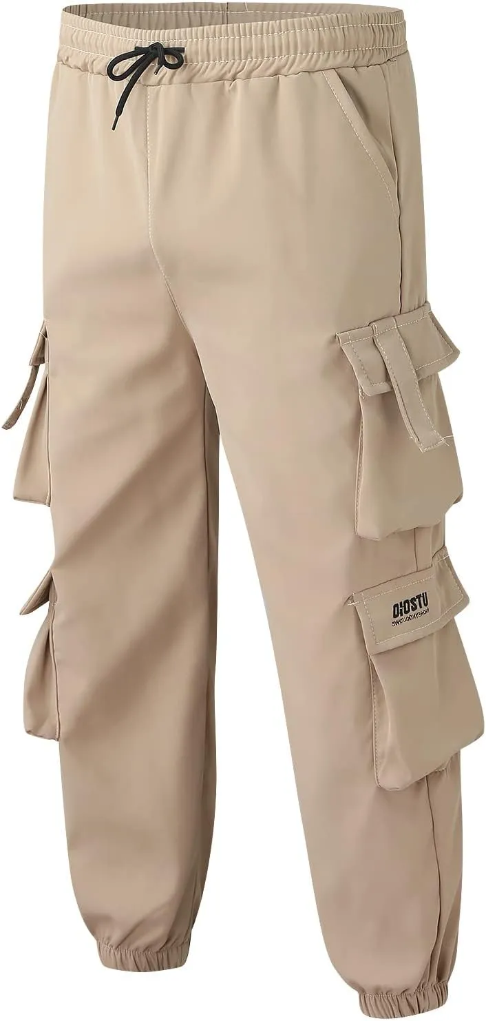 GIERIDUC Mens Hiking Cargo Pants Casual Workout Joggers Lightweight Gym Sweatpants Elastic Waist Athletic Pants with Pockets