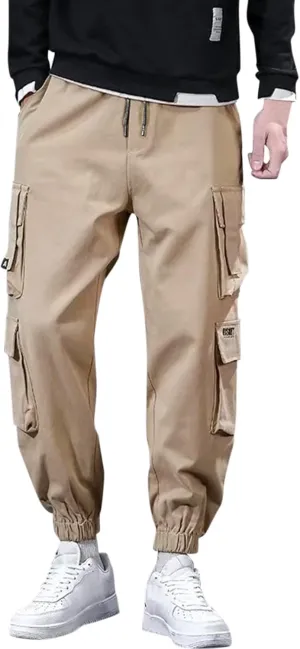 GIERIDUC Mens Hiking Cargo Pants Casual Workout Joggers Lightweight Gym Sweatpants Elastic Waist Athletic Pants with Pockets
