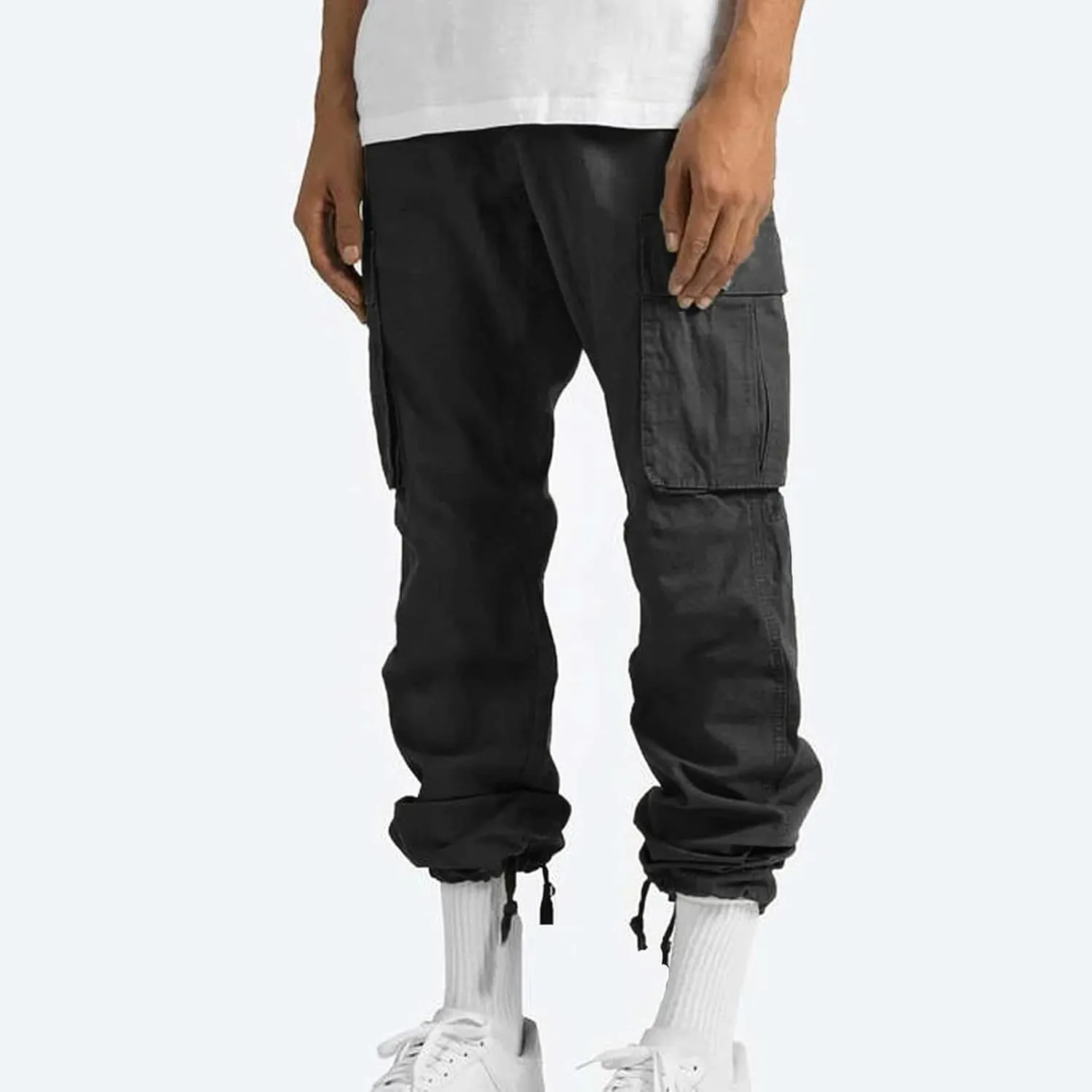 GOFULY Cargo Pants Mens Baggy Drawstring Elastic Waist Sweat Pants Tall with Multi Pockets Pants Casual Joggers Trousers