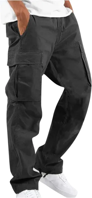 GOFULY Cargo Pants Mens Baggy Drawstring Elastic Waist Sweat Pants Tall with Multi Pockets Pants Casual Joggers Trousers