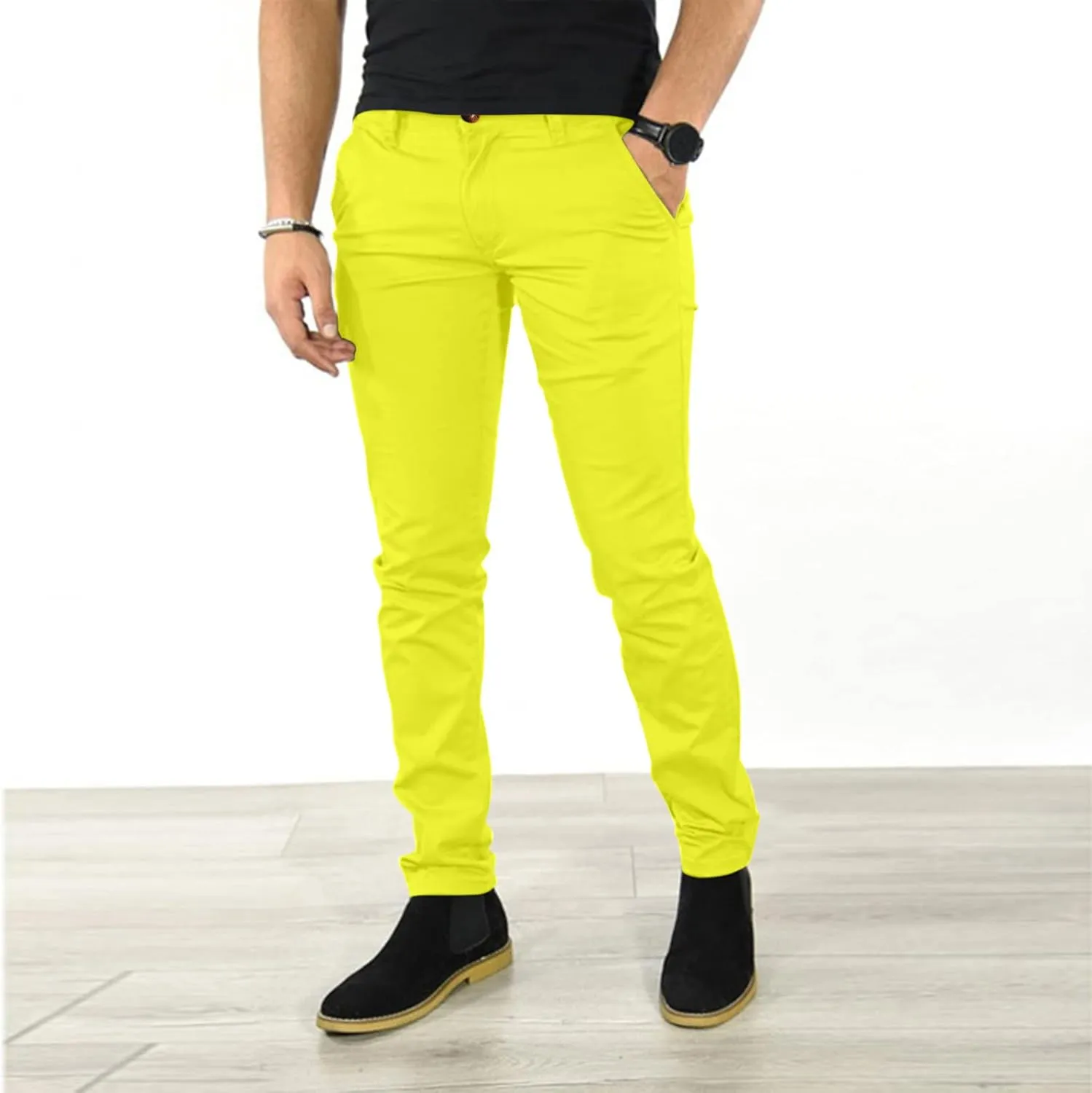 GOKKILRW Mens Fashion Slim Fit Dress Pants Casual Business Office Work Suit Pants Comfort Flat Front Stretch Chino Golf Pants