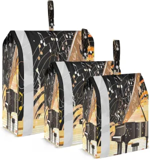 Golden Piano Notes Packing Cubes for Travel 3 Set Travel Packing Cubes Luggage Packing Organizers for Suitcase