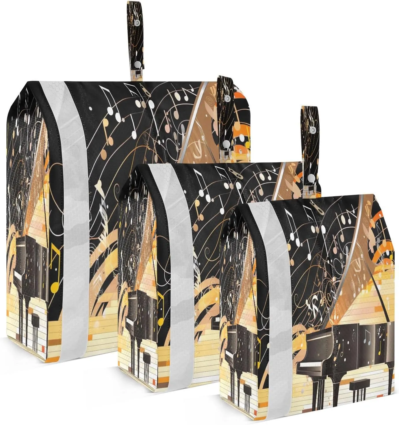 Golden Piano Notes Packing Cubes for Travel 3 Set Travel Packing Cubes Luggage Packing Organizers for Suitcase