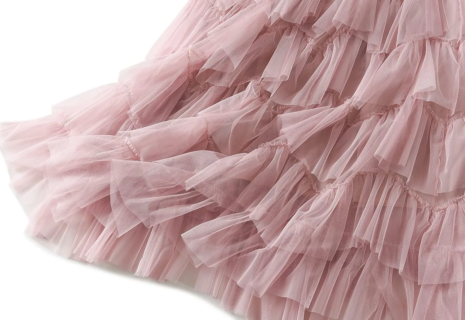 GOLDSTITCH Tulle Skirts for Women Long Fairy Skirt Tutu A-Line Mesh Layered High Elastic Waist Skirts