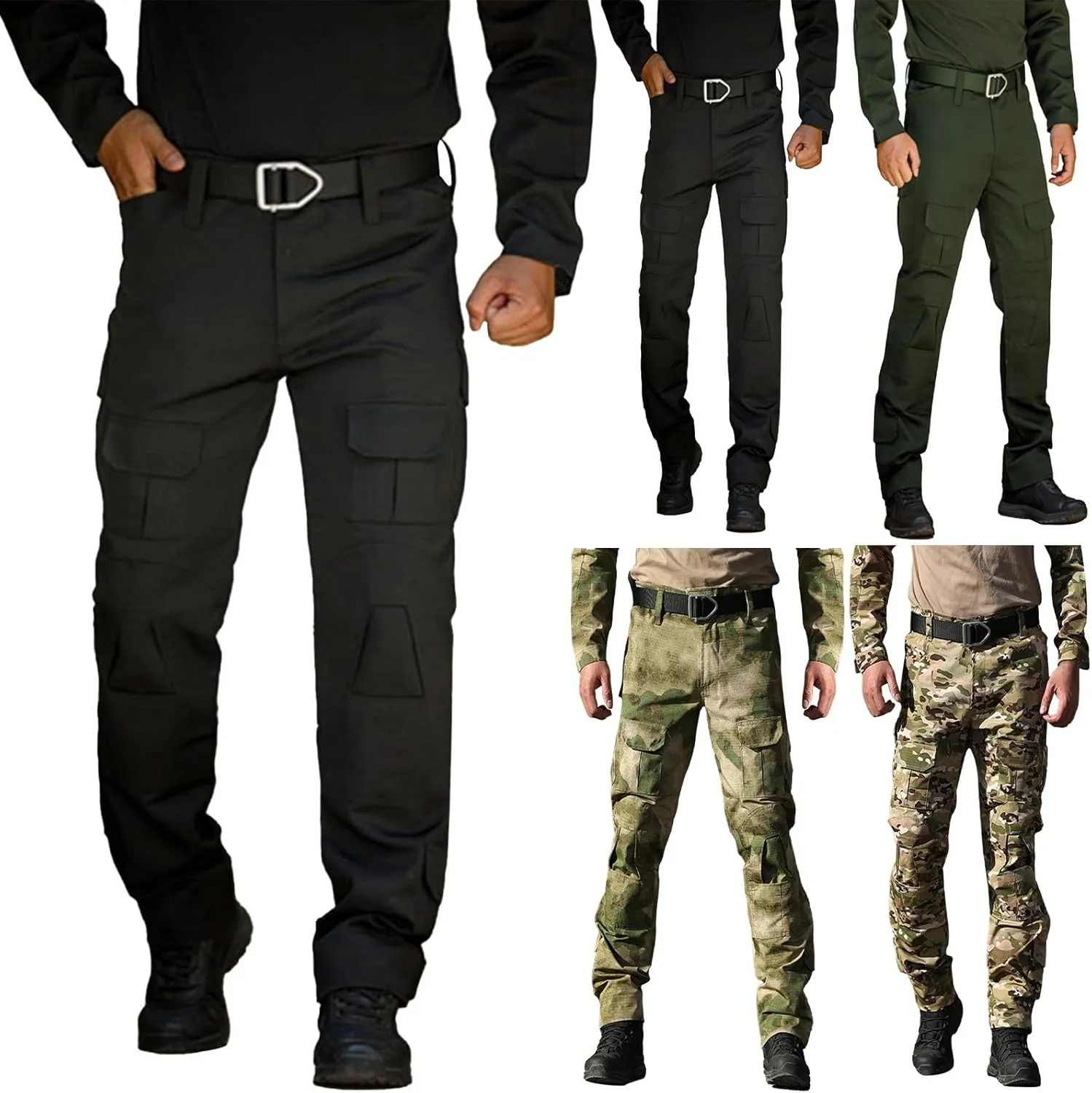 Golf Pants Men Tapered Leg Outdoor Hiking Pants Multi Pockets Classic Fit Comfort Utility Cargo Work Pants Regular Fit