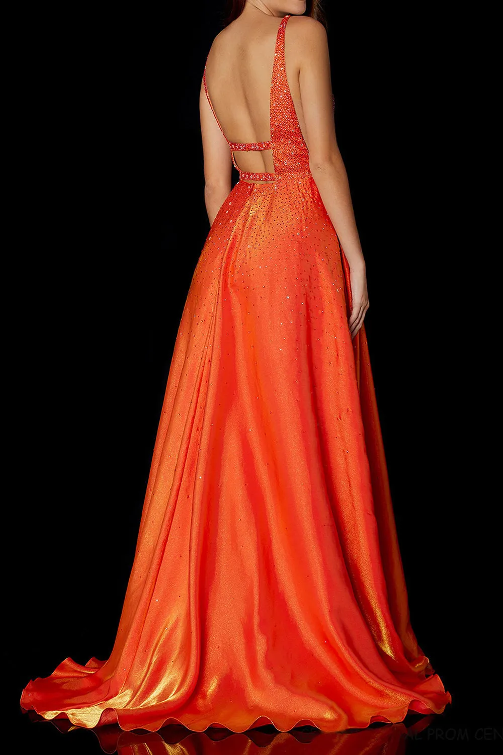 Gorgeous Deep V-neck Sleeveless Split Front Prom Dress With Sequins
