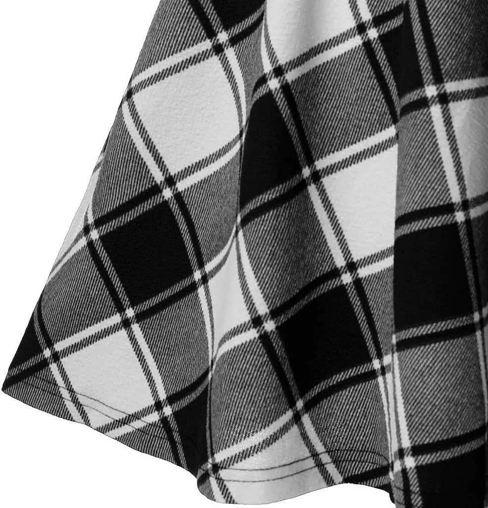 Gothic Plaid Mini Skirts for Women Punk Pleated Skirt Mini A Line Skirts Lace Up Goth Skirt High Waist Short Skirts