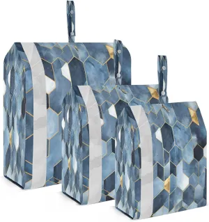 Graphic Blue Marble Pattern Packing Cubes for Travel 3 Set Travel Compression Bags Luggage Bags for Travel