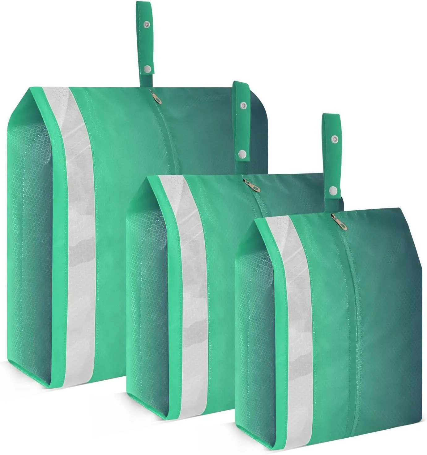 Green Dark Gradient Packing Cubes for Travel 3 Set Compression Travel Bags Luggage Organizer Bags for Suitcases