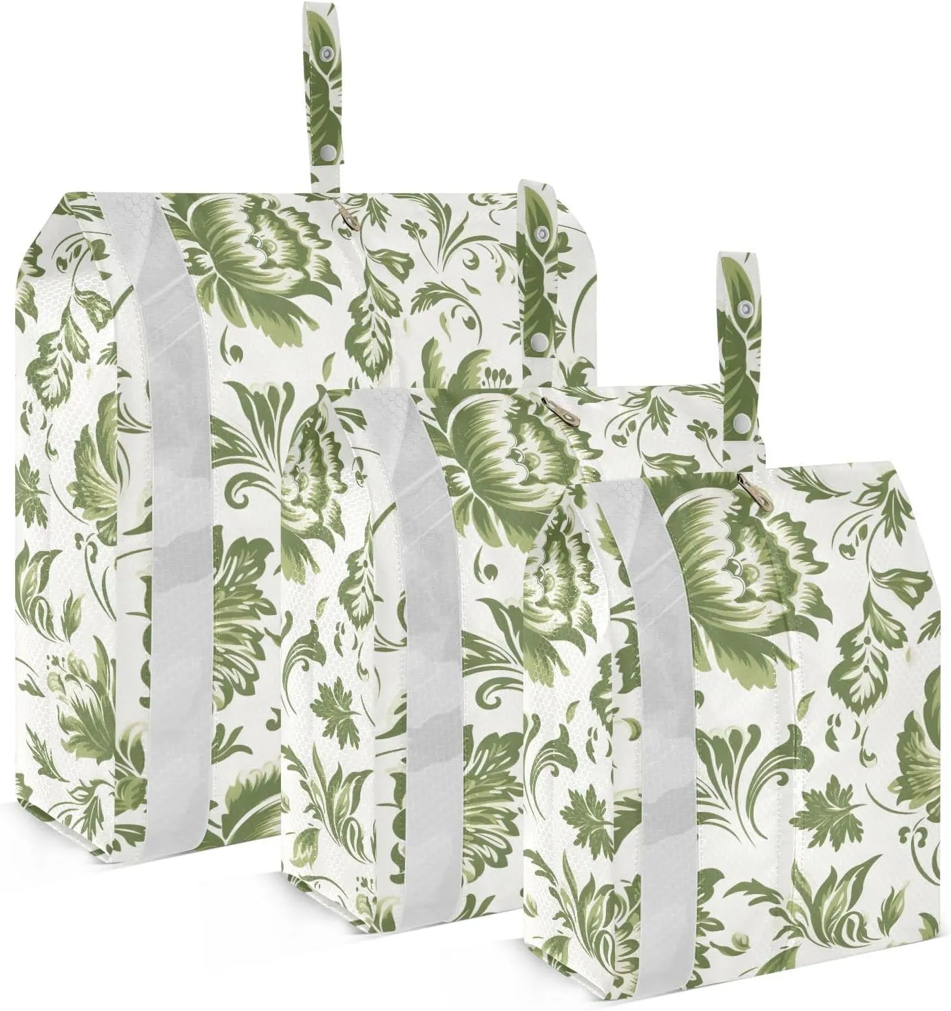 Green Flower Florals Packing Cubes for Travel 3 Set Compression Cubes Luggage Packing Organizers for Travel Accessories