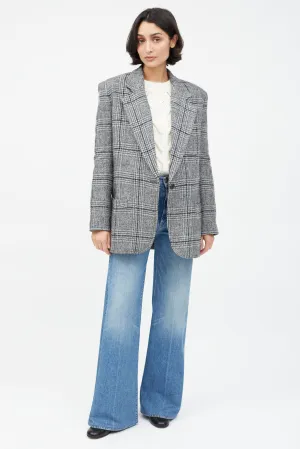 Grey Wool Plaid Blazer