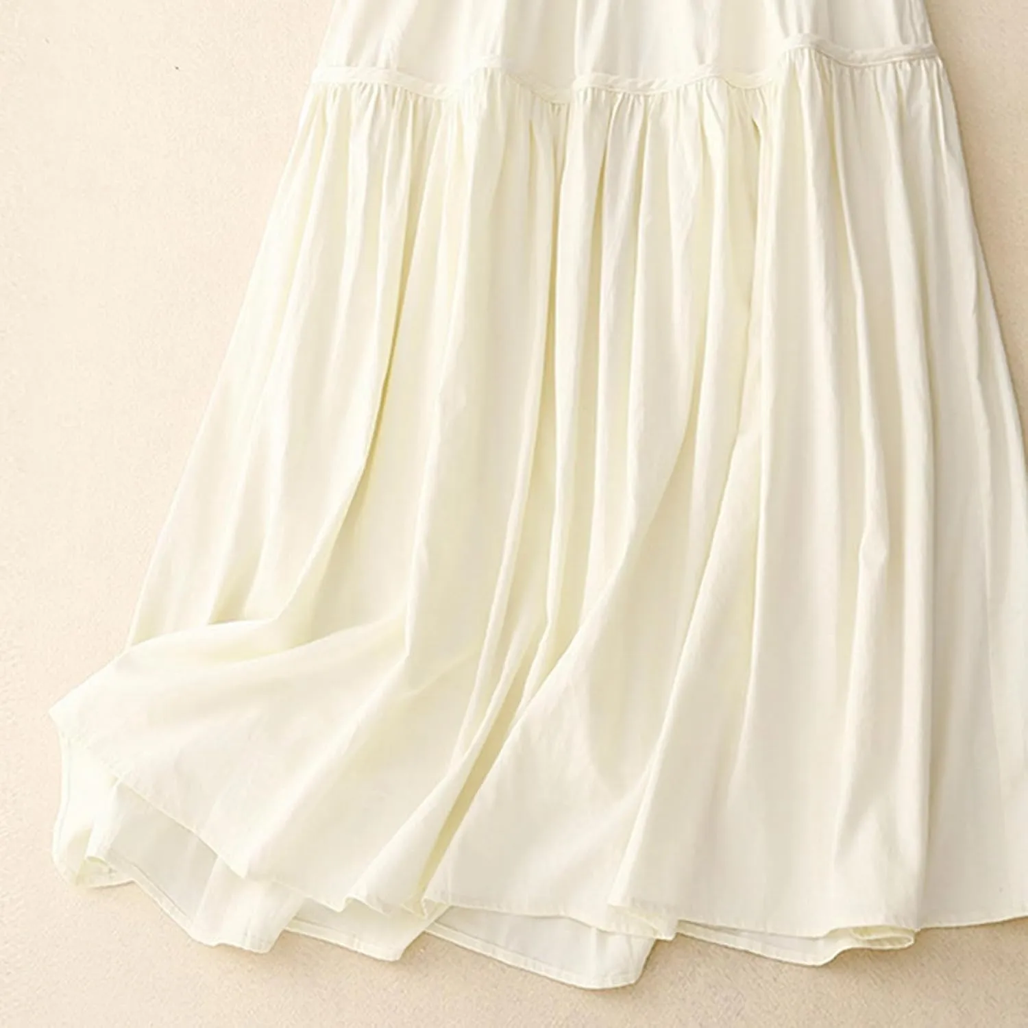 HGps8w Womens Maxi Skirt Retro Casual Elastic Waist Solid Color Pleated Skirts