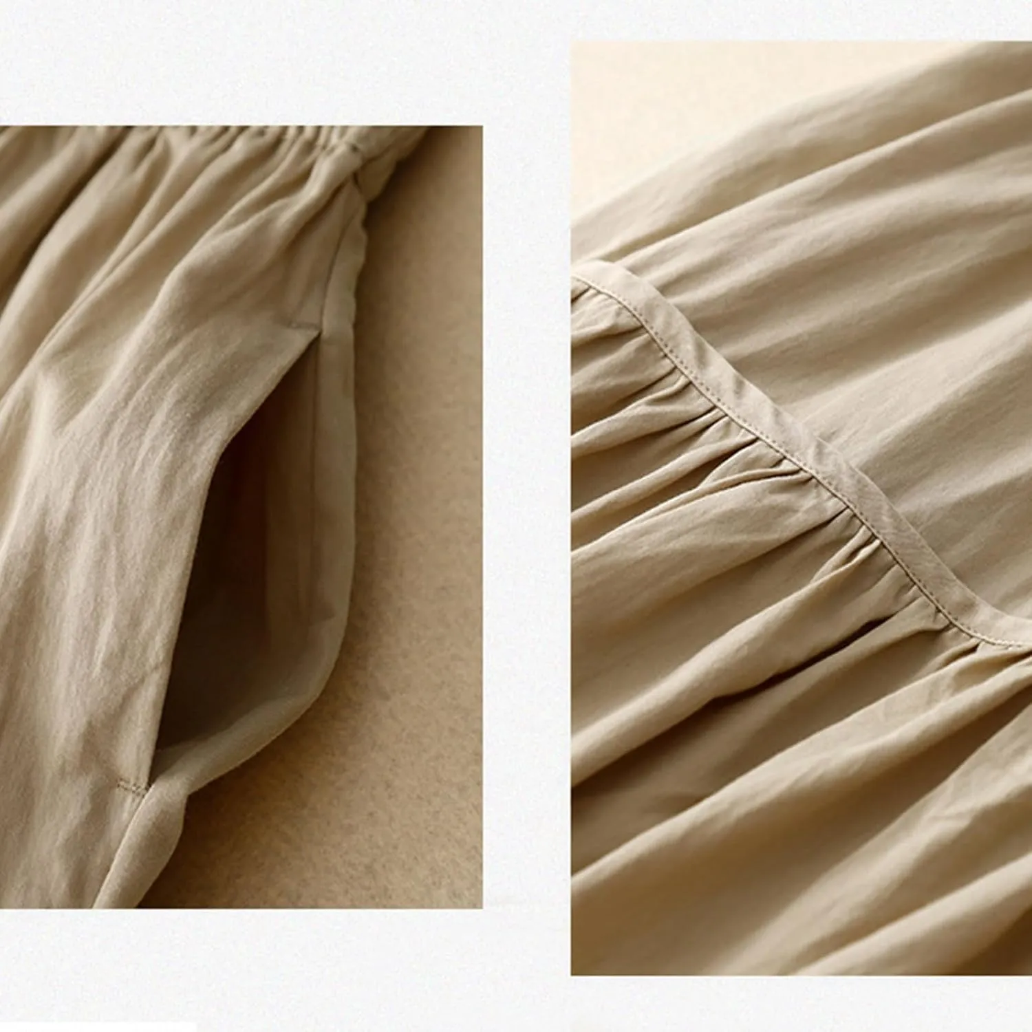 HGps8w Womens Maxi Skirt Retro Casual Elastic Waist Solid Color Pleated Skirts