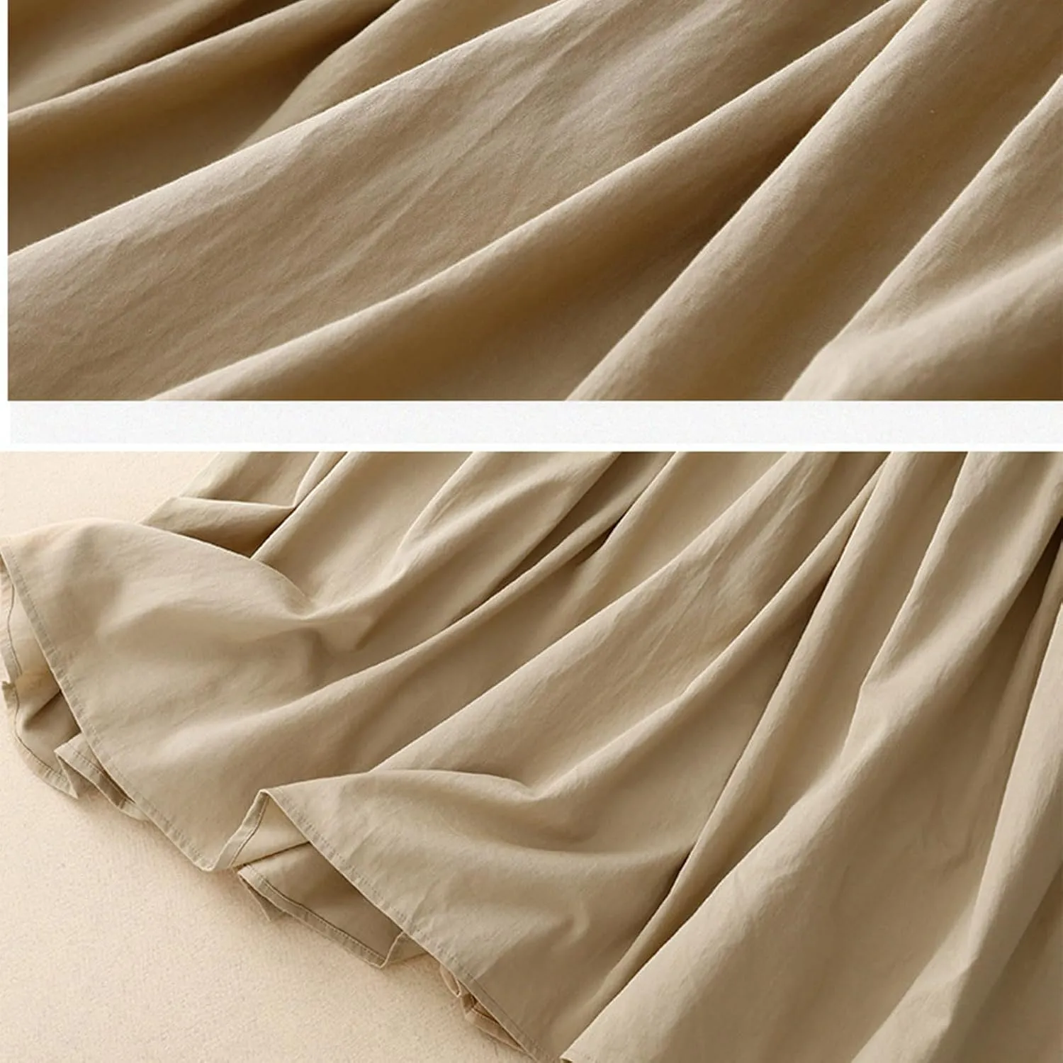 HGps8w Womens Maxi Skirt Retro Casual Elastic Waist Solid Color Pleated Skirts