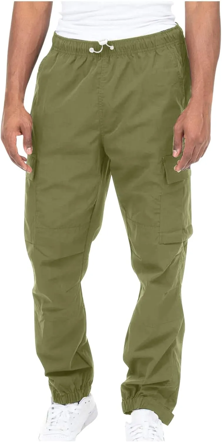 Hiking Cargo Pants for Men Casual Loose Straight Leg Joggers Lightweight Cotton Cargo Sweatpants