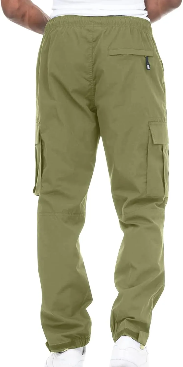 Hiking Cargo Pants for Men Casual Loose Straight Leg Joggers Lightweight Cotton Cargo Sweatpants
