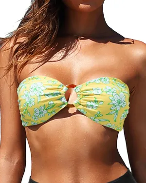 Holipick Bandeau Bikini Top for Women Strapless Swimsuit Tops Only Bathing Suit Tops with Shoulder Straps