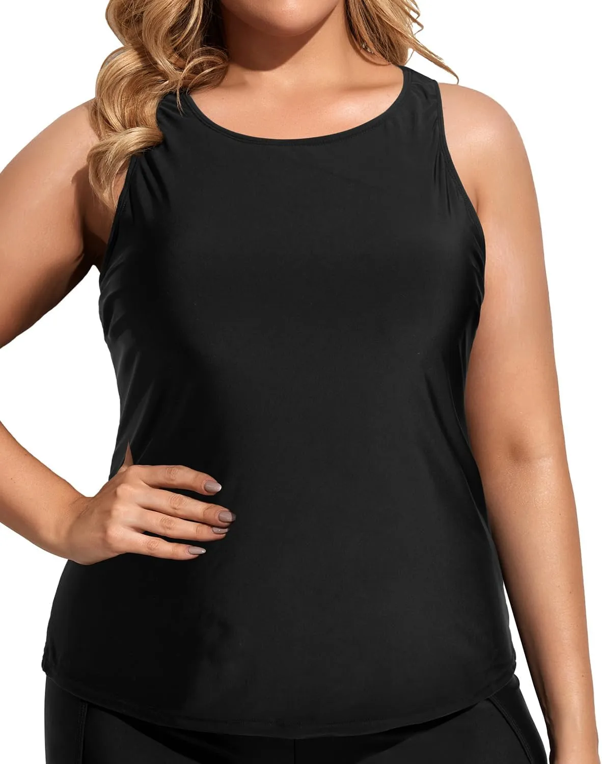 Holipick High Neck Tankini Top Bathing Suit Tops for Women Tummy Control Tank Tops Swimsuits