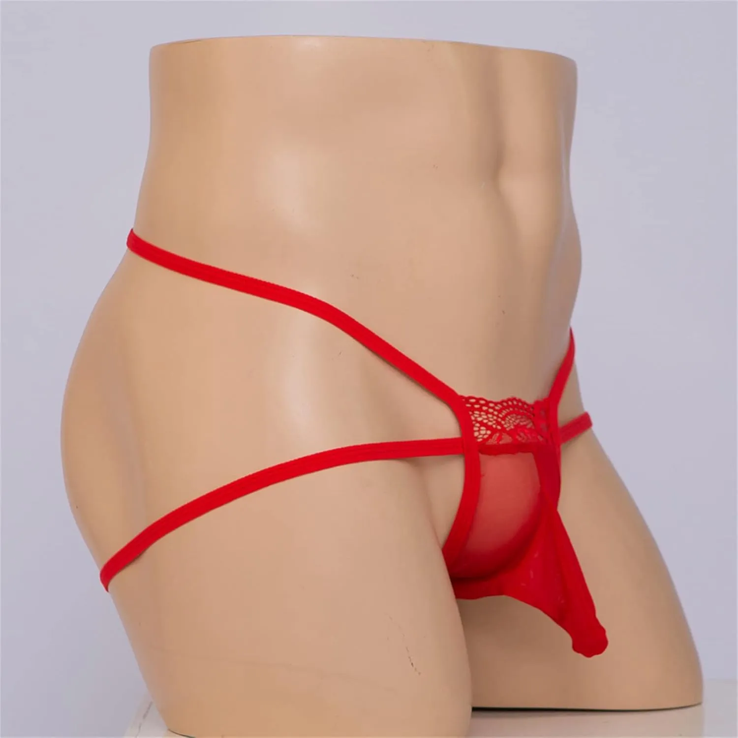 JEShifangjiusu Men'S Thongs Sexy Lace G-String T-Back See Through Bikini Briefs Floral Sissy Pouch Lingerie Underwear