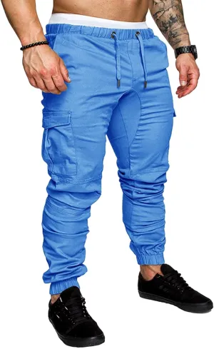 Joggers Pants for Men Casual Cotton Drawstring Chino Cargo Pants Hiking Outdoor Twill Track Jogging Sweatpants Pants