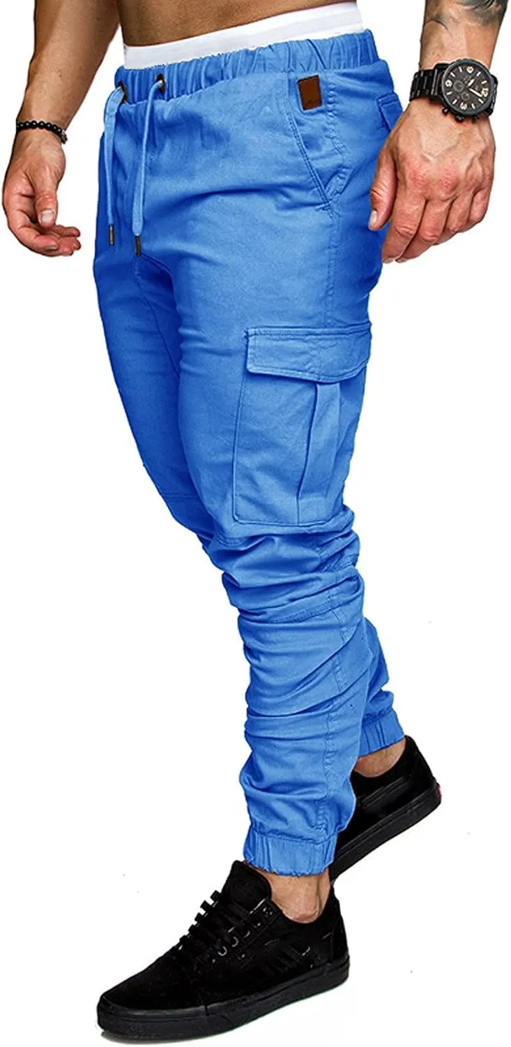 Joggers Pants for Men Casual Cotton Drawstring Chino Cargo Pants Hiking Outdoor Twill Track Jogging Sweatpants Pants