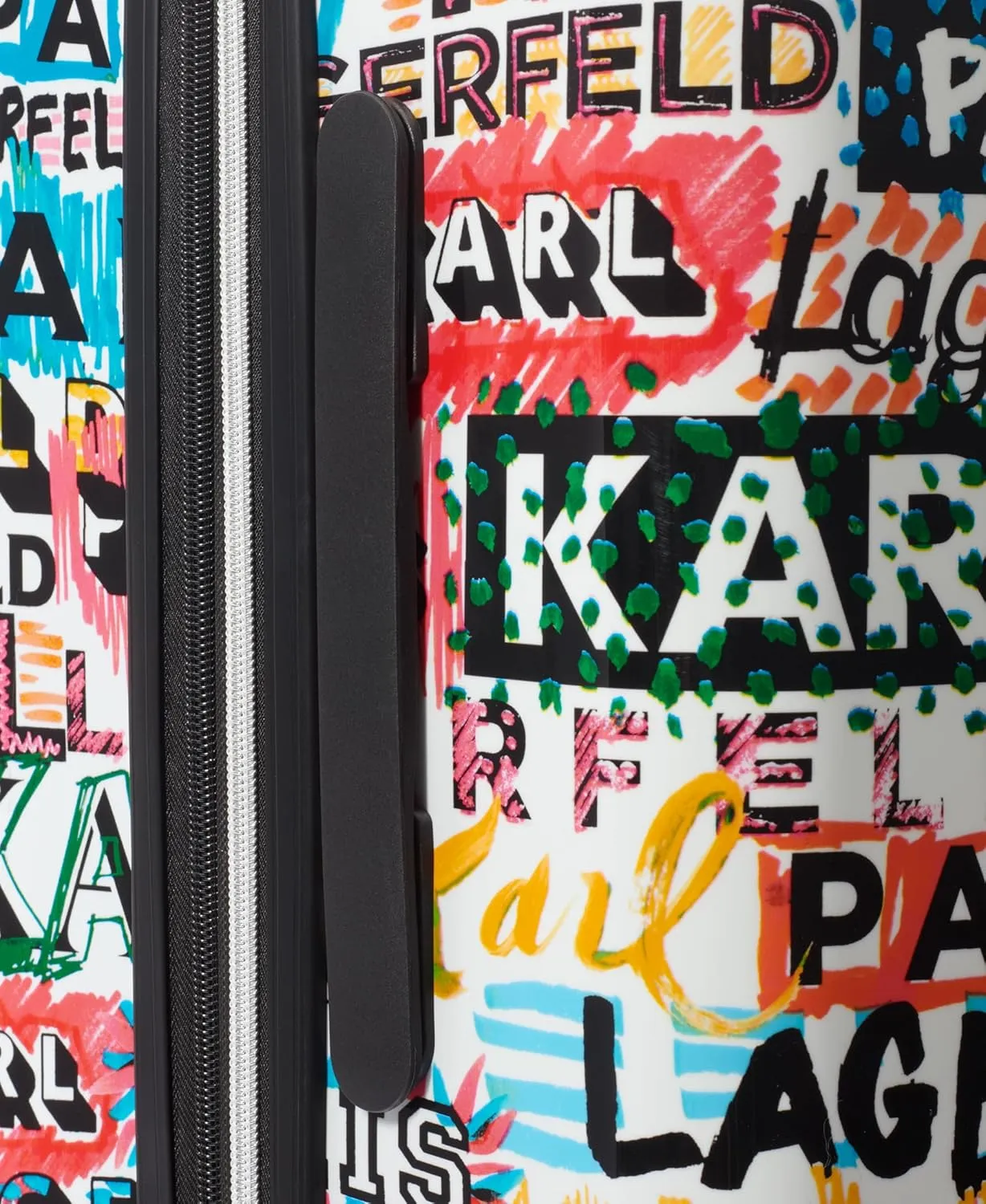 Karl Lagerfeld Paris Women's Logo Explosion Upright Hardside Suitcase, Multi, Large