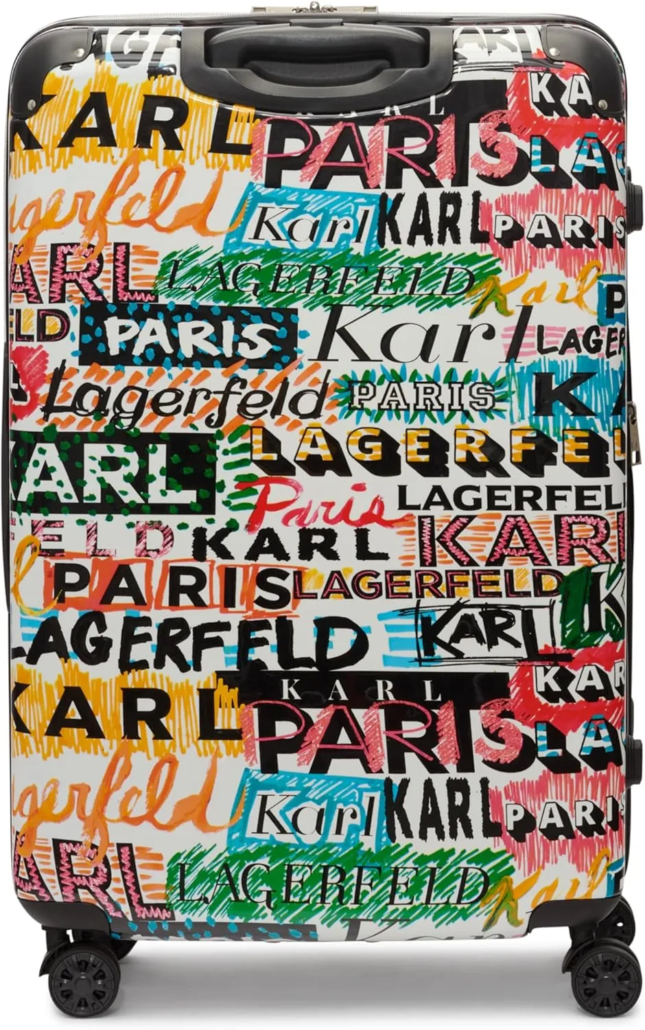 Karl Lagerfeld Paris Women's Logo Explosion Upright Hardside Suitcase, Multi, Large