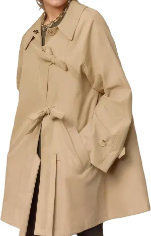 Kedera Bow Toggle Trench Coat Jacket Women Trendy 2025 Casual Long Sleeve Lapel Collar Fashion Winter Peacoat Outfits