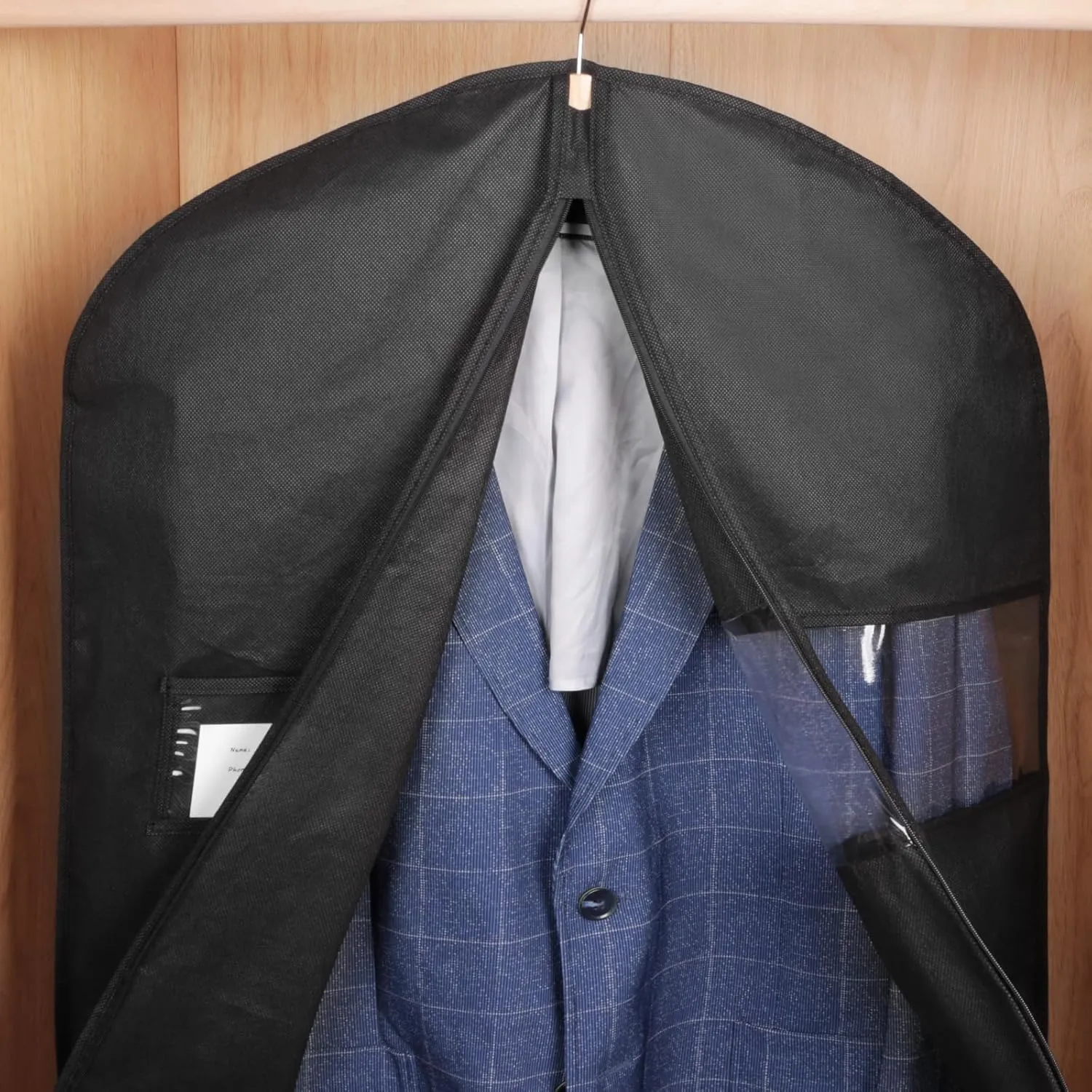KEEGH 40" Suit Cover Bags for Men (Set of 10) Garment Bags for Hanging Clothes, Suit Bags for Closet Storage or Travel, Clothes Cover for Suits Coats with Clear Window and Label Pocket, Black
