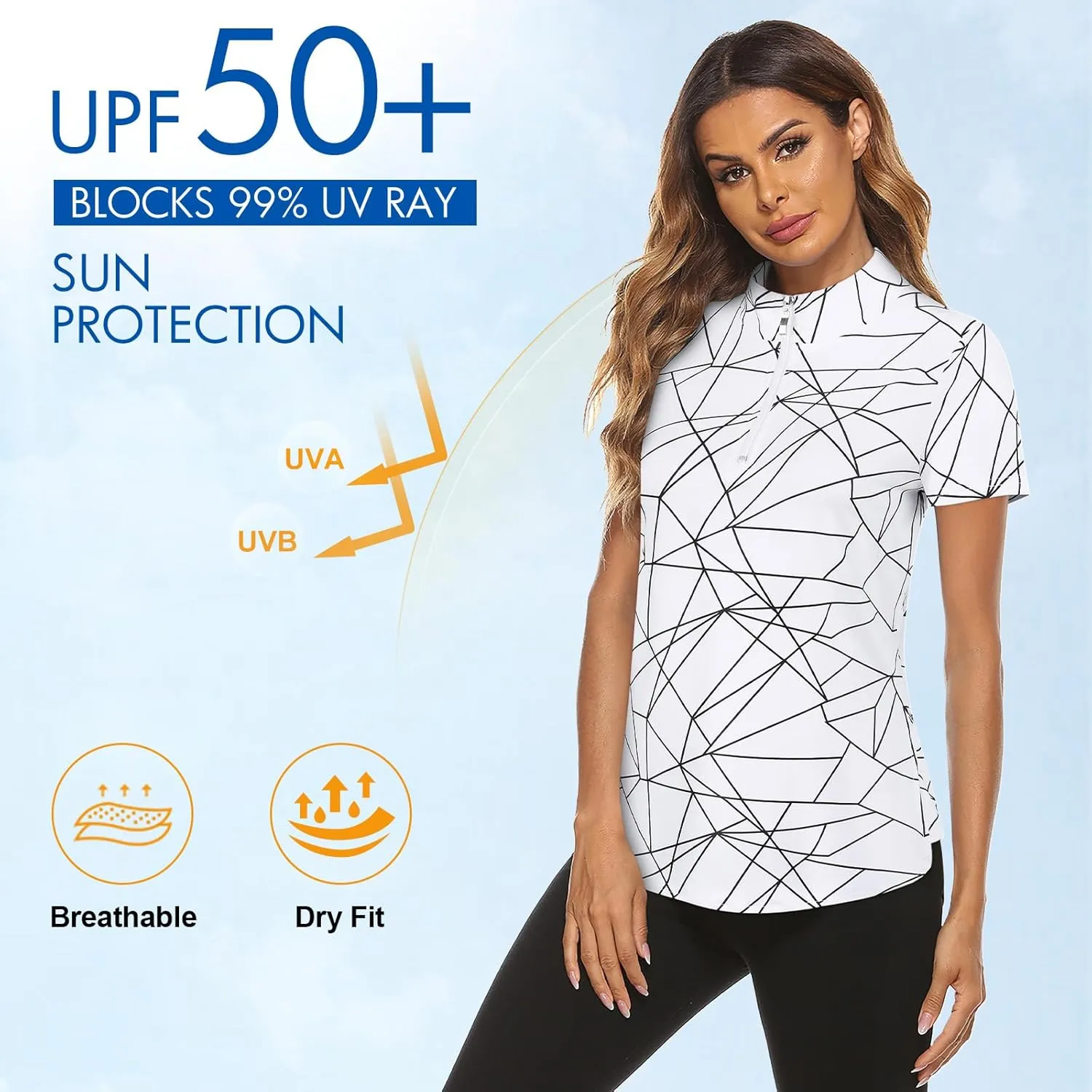 Koscacy Women's Long Sleeve Golf Tennis Polo Shirts UPF50  Half Zip Dry Fit Workout Tops Athletic Shirt