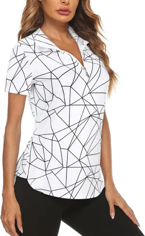 Koscacy Women's Long Sleeve Golf Tennis Polo Shirts UPF50  Half Zip Dry Fit Workout Tops Athletic Shirt