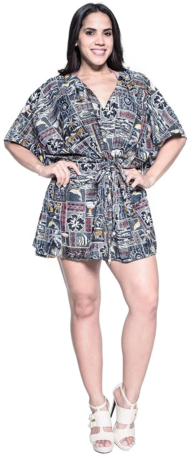 LA LEELA Women's Bikini Cover Up Dress Swim Beach Wear Caftan Swimsuit Printed