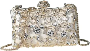 Ladies' Evening Bag Metal Pu Leather Clutch Handbag White Versatile for Wedding Prom and Formal Occasions