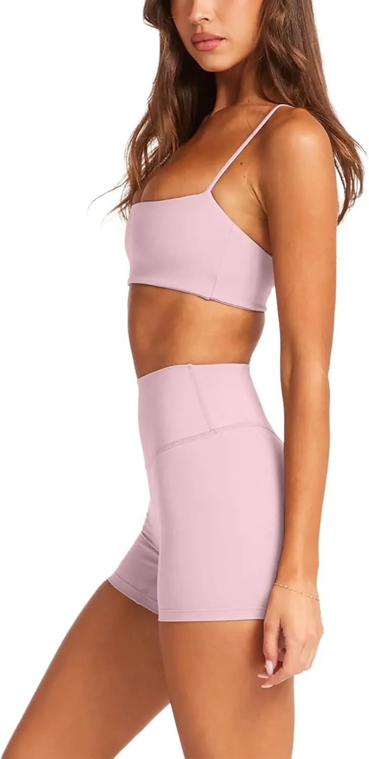 LASLULU Womens Adjustable Spaghetti Straps Sports Bra Square Neck Wireless Padded Workout Yoga Crop Tops