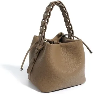 Leather Bucket Bag Handbag For Women Top Handle Woven Shoulder Crossbody Bag Clutch Versatile Commuting Elegant Chi Luxury