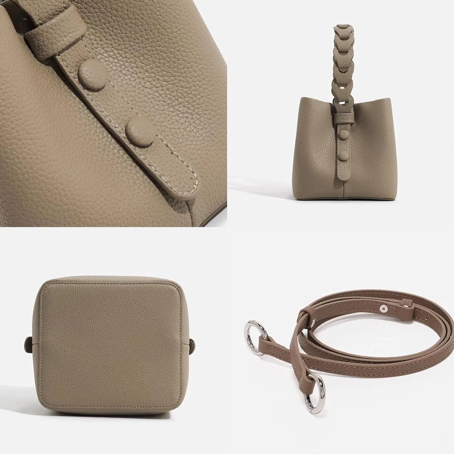 Leather Bucket Bag Handbag For Women Top Handle Woven Shoulder Crossbody Bag Clutch Versatile Commuting Elegant Chi Luxury