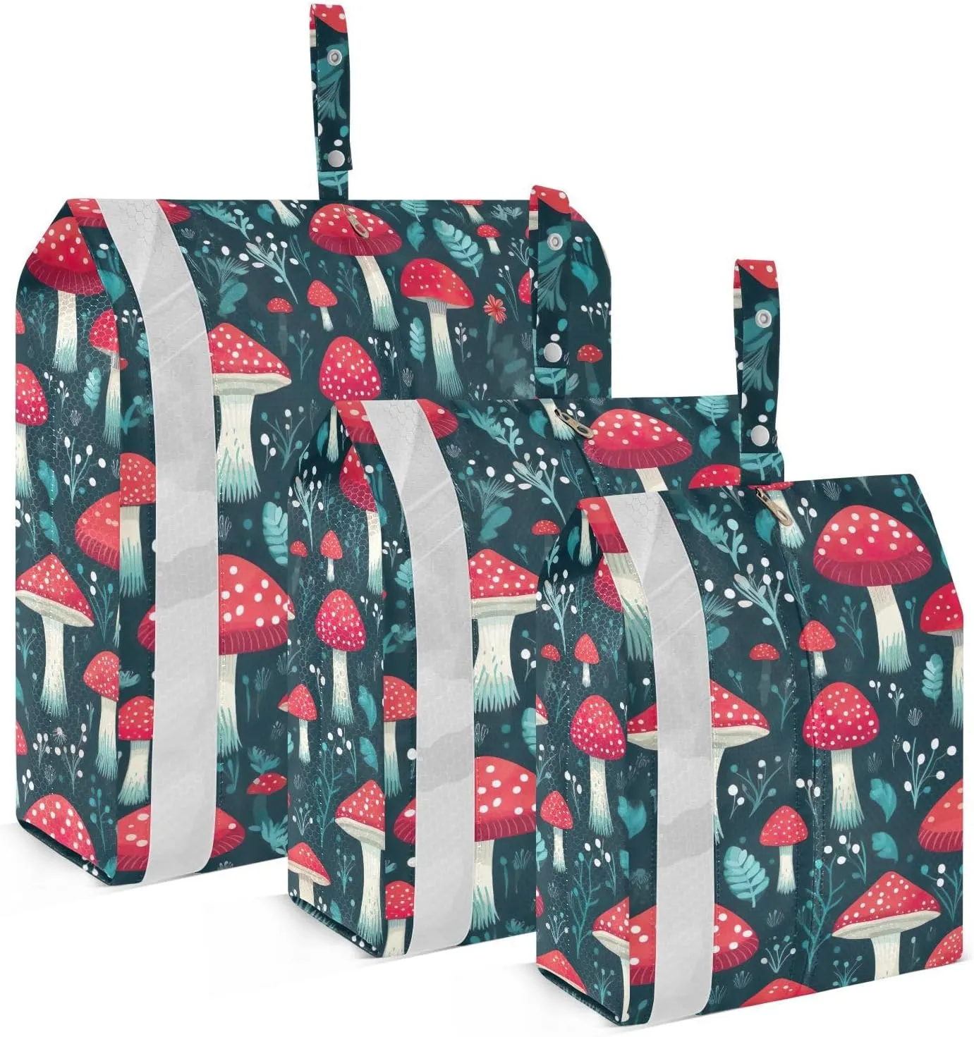 Leaves Mushroom Colorful Cartoon Packing Cubes for Travel 3 Set Compression Bag Luggage Organizer Bags for Luggage