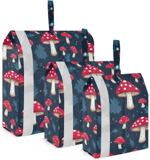 Leaves Mushrooms Colorful Packing Cubes for Travel 3 Set Compression Travel Bags Suitcase Organizer Bags Set for Travel Compression
